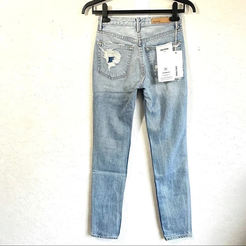 GRLFRND Karolina Distressed High Rise‎ Skinny Ripped Cotton Jean Size 26 New